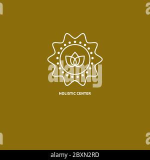 Yoga logo with Lotus. Holistic icon. Vector illustration. Health symbol Stock Vector