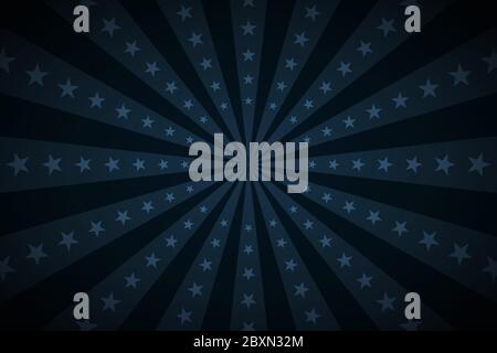 Cazino vintage background. Vector dark blue circus retro poster with stars, cartoon carnival wallpaper, starburst comic pattern Stock Vector