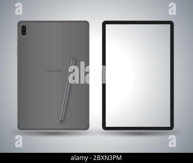 Tablet mockup easy place application demo on screen. Stock Vector