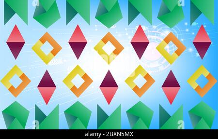 digital textile design of polygon art on abstract background Stock Vector