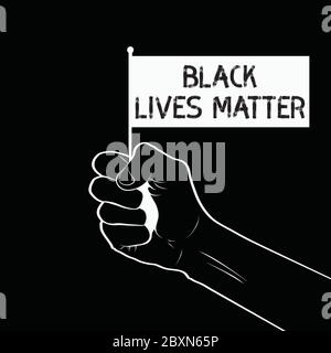 Hand holding a black lives matter flag Stock Vector