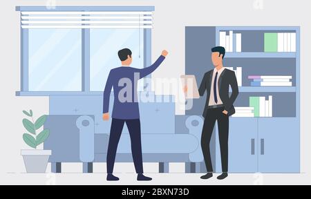 two friends are meeting in office Stock Vector