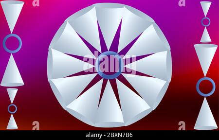 digital textile design of triangles and circles on abstract background Stock Vector