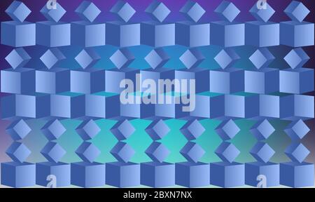 digital textile design of various cubes on abstract background Stock Vector
