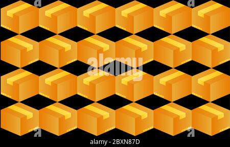 digital textile design of gold boxes on abstract background Stock Vector