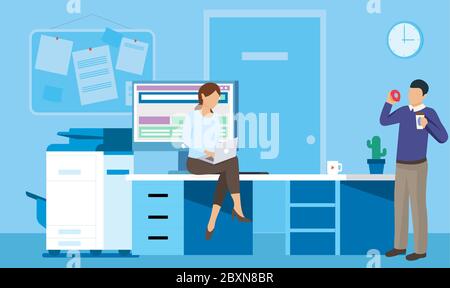 a couple is working in a office Stock Vector