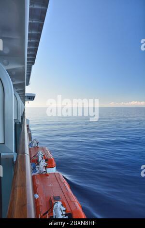 View from the balcony of the cruise ship. Caribbean sea Stock Photo