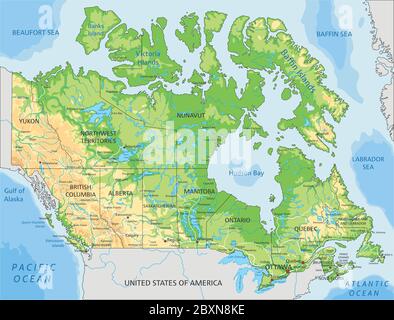 blank physical map of canada