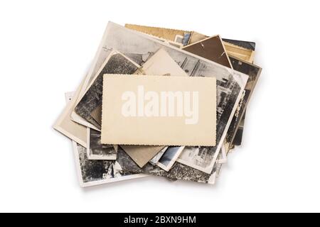 Stack of old photos with clipping path for the inside Stock Photo