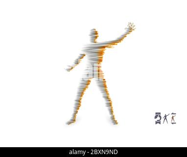 Vector man with hand up to stop. Human showing stop gesture. Silhouette of a standing man. Vector illustration. Stock Vector
