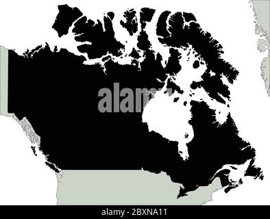 Highly Detailed Canada Silhouette map. Stock Vector