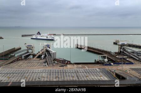 A view of the P&O ferry The Pride of Kent as it arrives at the Port of Dover following the introduction of measures to bring England out of lockdown. Stock Photo