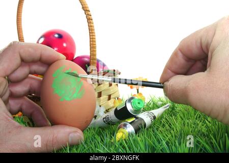 Easter egg painting Stock Photo