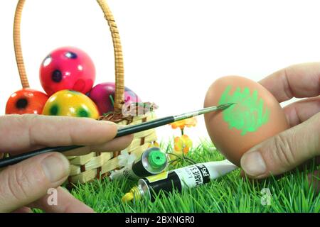 Easter egg painting Stock Photo