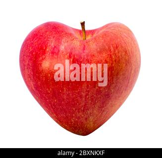 Heart shaped apple, isolated on white background Stock Photo