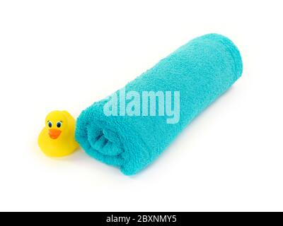 Bathroom towels isolated against a white background Stock Photo
