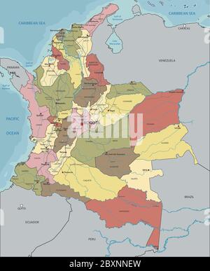 Colombia - Highly detailed editable political map with labeling Stock ...