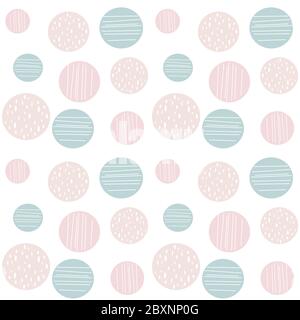 Cute trendy pastel abstract hand drawn seamless vector pattern background illustration with circles modern design for paper, cover, fabric and interio Stock Vector