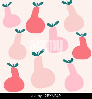 Cute trendy hand drawn textures vector seamless pattern background illustration with simple pears modern abstract design for paper, cover, fabric, int Stock Vector