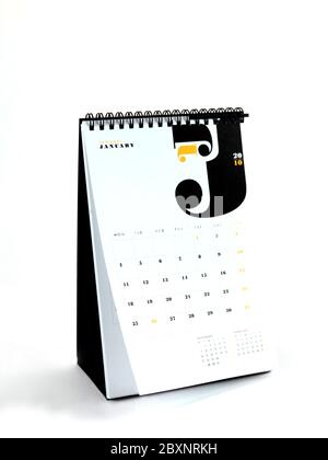 A desk calendar isolated against a white background Stock Photo