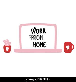 Work from home Covid-19 coronavirus concept vector illustration Stock Vector