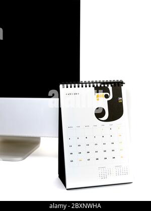 A desk calendar isolated against a white background Stock Photo