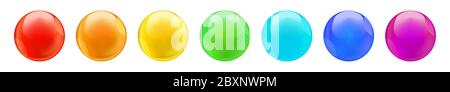 Collection of rainbow colored round bubbles isolated on white Stock Vector