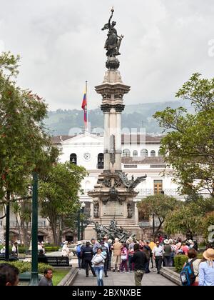 Statue of Liberty in Independence Square, Quito, Ecuador Stock Photo