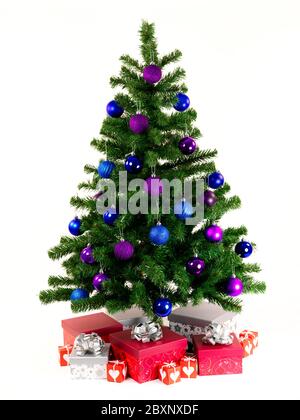 A Christmas tree isolated against a white background Stock Photo - Alamy