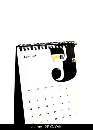 A desk calendar isolated against a white background Stock Photo