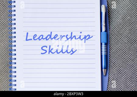 Leadership skills text concept write on notebook with pen Stock Photo