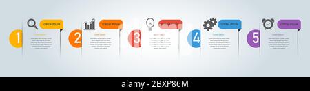 5 steps business infographic template for presentation, process, workflow. Stock Vector