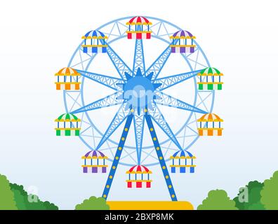 Ferris wheel in a park vector icon flat isolated Stock Vector