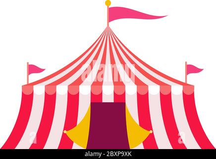 Red striped circus tent vector icon flat isolated Stock Vector