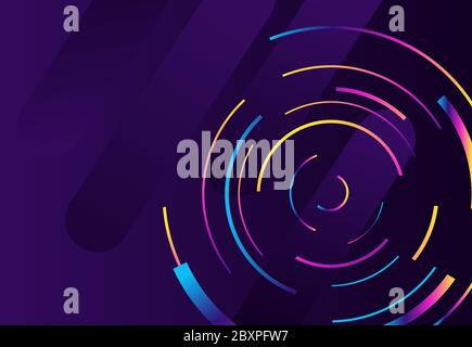 Abstract background with rainbow circle line on dark blue. Modern design background in modern futuristic style. vector illustration. Stock Vector