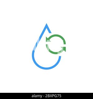 Water drop with circle arrows, renewable concept icon. Stock Vector illustration isolated on white background. Stock Vector