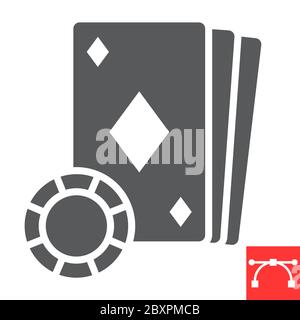 Online Casino glyph icon, video games and gambling, online poker sign vector graphics, editable stroke solid icon, eps 10. Stock Vector