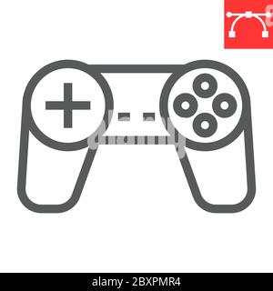 Gamepad line icon, video games and console, joystick sign vector graphics, editable stroke linear icon, eps 10. Stock Vector