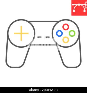 Gamepad color line icon, video games and console, joystick sign vector graphics, editable stroke linear icon, eps 10. Stock Vector