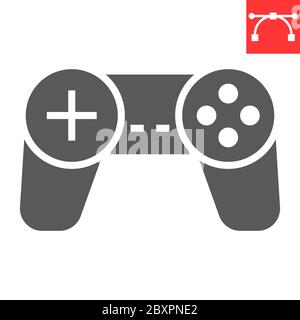 Gamepad glyph icon, video games and console, joystick sign vector graphics, editable stroke solid icon, eps 10. Stock Vector