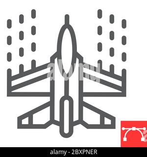 Spaceship shooting line icon, video games and arcade, arcade game sign vector graphics, editable stroke linear icon, eps 10. Stock Vector
