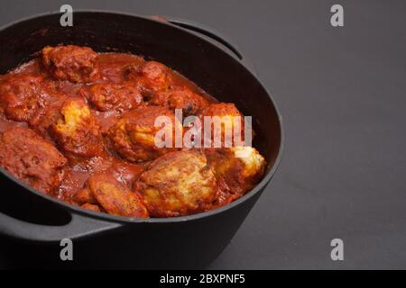 A dish from Libya called Mafrum consisting of stuffed potatoes with minced beef and cooked in a tomato sauce Stock Photo