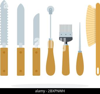 Tools of the beekeeper vector flat material design isolated object on white background. Stock Vector