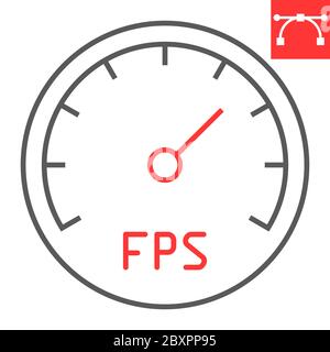 Frames Per Second color line icon, video games and fps, fps speedometer sign vector graphics, editable stroke linear icon, eps 10. Stock Vector