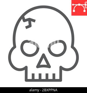 Skull line icon, video games and death, horror game sign vector graphics, editable stroke linear icon, eps 10. Stock Vector