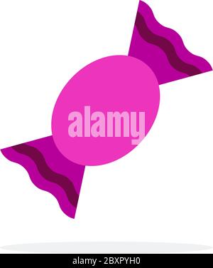 Candy in a purple wrapper vector flat material design isolated object on white background. Stock Vector