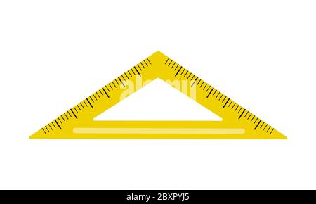 Vector illustration of set squares ruler isolated on white background. Stationery for drawing. School related math or geometry item. Back to school theme element Stock Vector