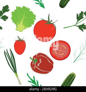 vegetables seamless pattern flat design illustration Stock Vector