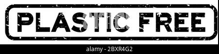 Grunge black plastic free word square rubber seal stamp on white background Stock Vector