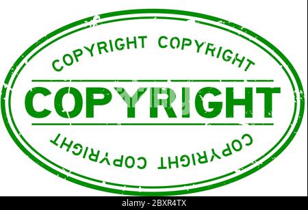 Grunge green copyright word oval rubber seal stamp on white background Stock Vector